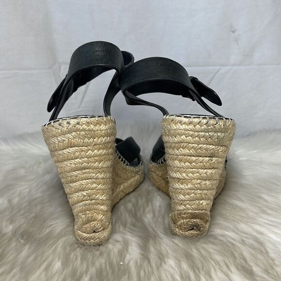 Joie Black Leather Strappy Espadrille Wedge Sandals Sz 38.5/US 7.5 - Picture 4 of 7